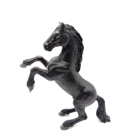 RARE Vtg Schleich Rearing Black Morgan Stallion Horse Figurine c.1997 5x4.5" VGC - Picture 1 of 10